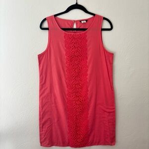 J. Crew Coral 100% Cotton Shift Dress Size Small Beach, Summer, Coastal, Crochet